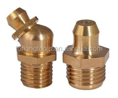 Drill Sleeve and Button Connection Customized Forged 45 Degree Brass Grease Nipple 1/4&quot;-28 UNF with OEM Support