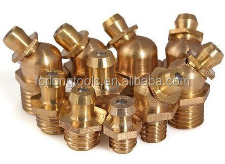 Drill Sleeve and Button Connection Customized Forged 45 Degree Brass Grease Nipple 1/4&quot;-28 UNF with OEM Support