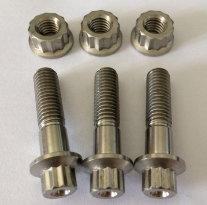 Natural Finish GR5 Grade Titanium Bolt M8 x1.25x 32MM 12 Point Flange Bolt for Chemical Plants