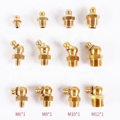 High Temperature Resistant Brass M8 M10 M6 5/16-24 1/4-19 1/4-28 Grease Zerk Nipple Fitting for Industrial Applications