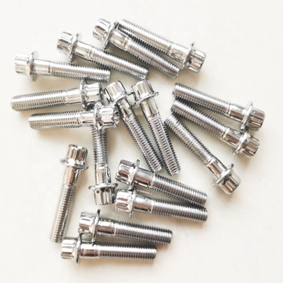 Universal Compatibility M7x32 Steel Chrome Plated 12 Point Wheel Bolt with Universal Fitment and Durable Chrome Coating