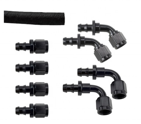 Customized Support Round Head Code Black Aluminum Push-On Hose End Fitting Kit AN6 9PCS Female Connection and Durable