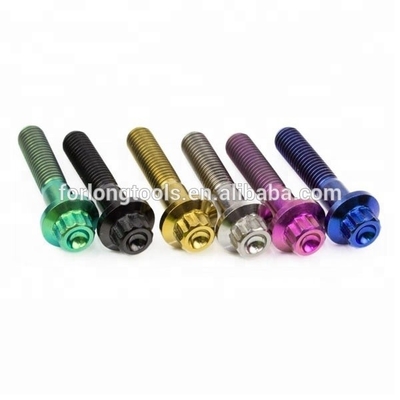 6AL-4V GR5 DIN Standard M7*32 12 Point Flange Head Titanium Split Rim Bolt for BBS and Durable Design