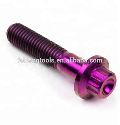 6AL-4V GR5 DIN Standard M7*32 12 Point Flange Head Titanium Split Rim Bolt for BBS and Durable Design