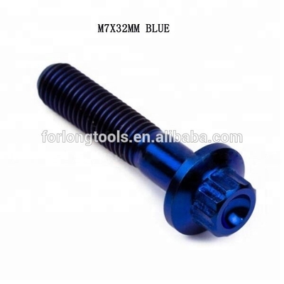 6AL-4V GR5 DIN Standard M7*32 12 Point Flange Head Titanium Split Rim Bolt for BBS and Durable Design
