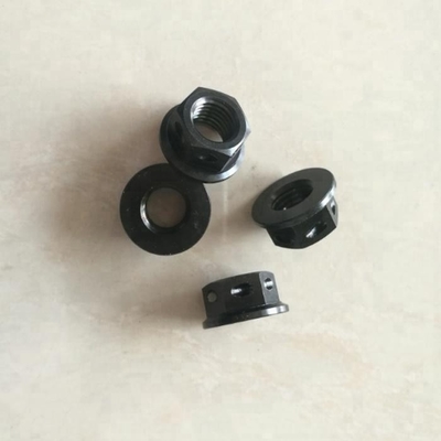 Corrosion-Resistant PVD Finish M10 X 1.25 Black Titanium Hex Flange Nuts Drilled for Lock Wire DIN Standard
