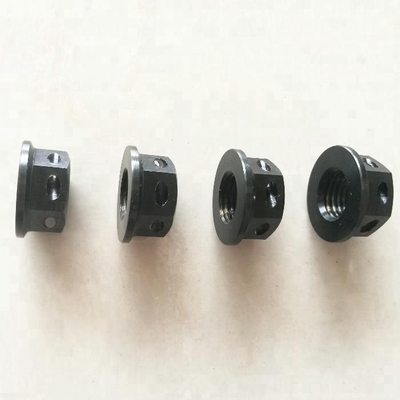 Corrosion-Resistant PVD Finish M10 X 1.25 Black Titanium Hex Flange Nuts Drilled for Lock Wire DIN Standard