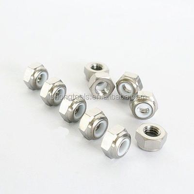 Titanium Alloy M6x1.25 Hex Flange Head Lock Nuts with Universal Finish and Nylon Insert meeting DIN Standard Requirements