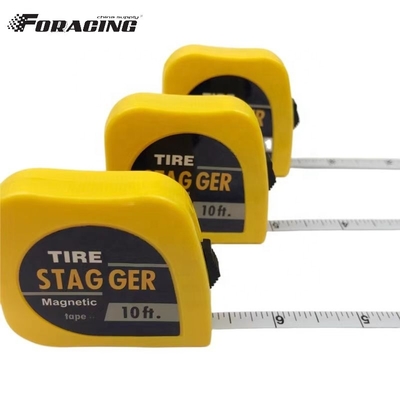 Custom Logo Steel Racing Tire Stagger Tape Measure 10 Feet * 1/4&quot; Steel Blade Material Magnetic Tools Yellow for Benefit
