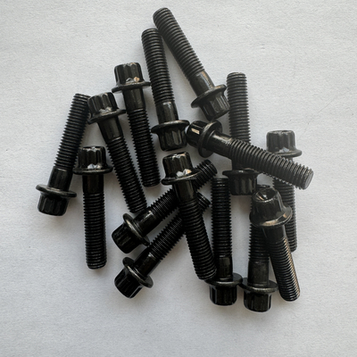 DIN Standard Silver Finish M7x 32MM LENGTH Steel 12 PT Flange Head Bolts in Black for Automotive Industry Applications