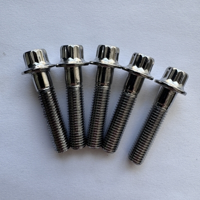 Power Generation Industry Titanium Bolt M8 x 1.25 x 32mm 12 Point Flange with DIN Standard and Silver Finish
