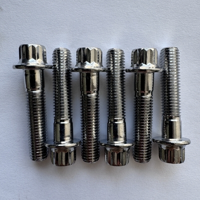 Power Generation Industry Titanium Bolt M8 x 1.25 x 32mm 12 Point Flange with DIN Standard and Silver Finish
