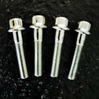 Slivery Finish DIN Standard M7 x 32 12 PT Bolt and M7 Nylon Lock Nut for BBS Wheels in Steel Finish ZINC