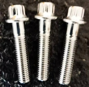Slivery Finish DIN Standard M7 x 32 12 PT Bolt and M7 Nylon Lock Nut for BBS Wheels in Steel Finish ZINC