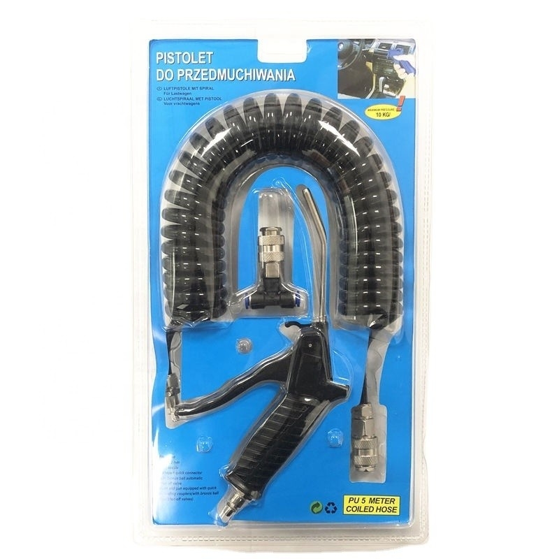 Customized Support 5m Recoil Hose Pipe Air Duster Blow Gun Average Air Consumption for Car Truck Lorry Dust Blower Cleaning