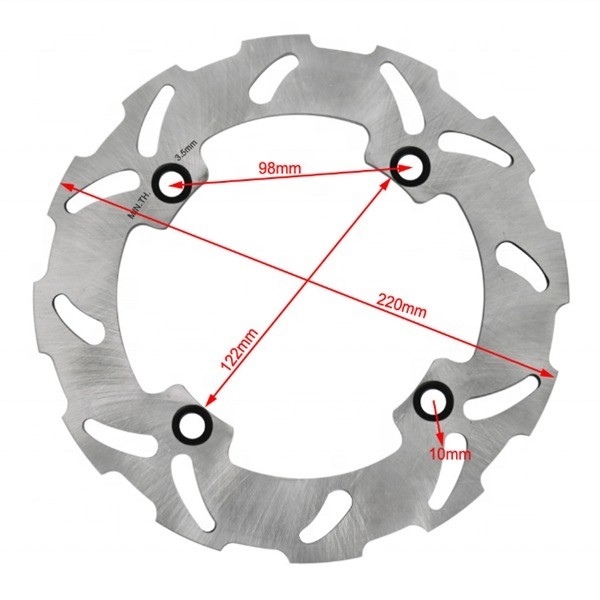 Lightweight 220mm Rear Brake Disc Rotor for Honda CR E 125 CR R 125 AX-1 250 Fixed Design 4 Mounting Holes 0.62kg