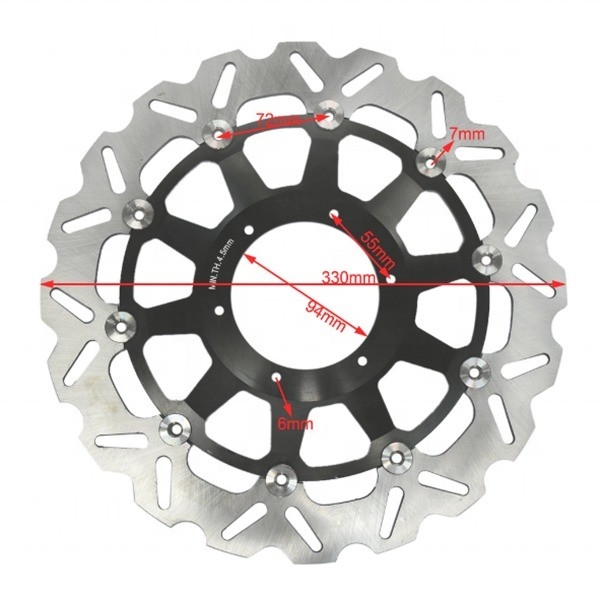 6 Mounting Hole 330MM Stainless Steel Motorcycle Floating Brake Disc Rotor for Honda CBR929 RR CBR954 RR and Performance