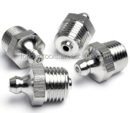 Drill Sleeve and Button Connection 1/4&quot;-19 BSP Stainless Steel Straight Grease Fitting Cap with Round Flat Head Code
