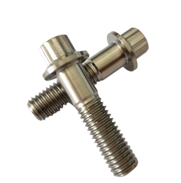 Natural Finish GR5 Grade Titanium Bolt M8 x1.25x 32MM 12 Point Flange Bolt for Chemical Plants