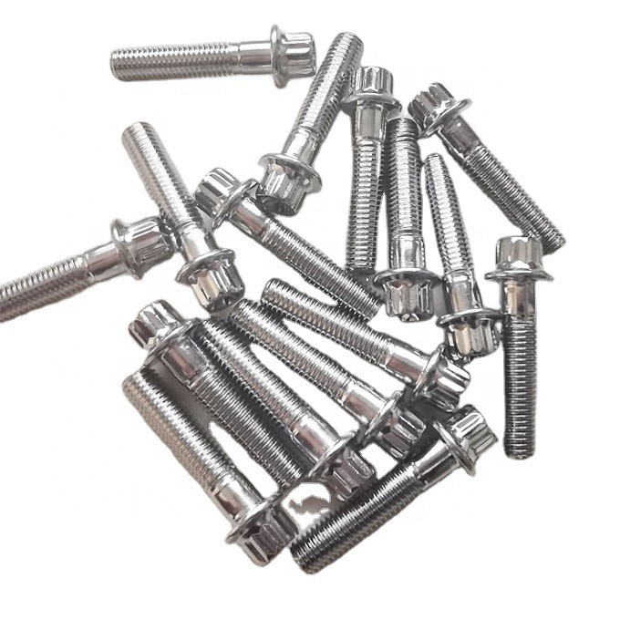 Universal Compatibility M7x32 Steel Chrome Plated 12 Point Wheel Bolt with Universal Fitment and Durable Chrome Coating