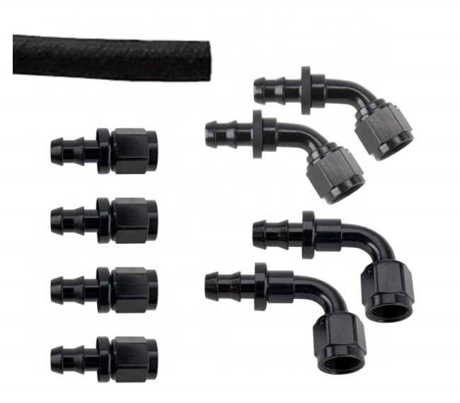 Customized Support Round Head Code Black Aluminum Push-On Hose End Fitting Kit AN6 9PCS Female Connection and Durable