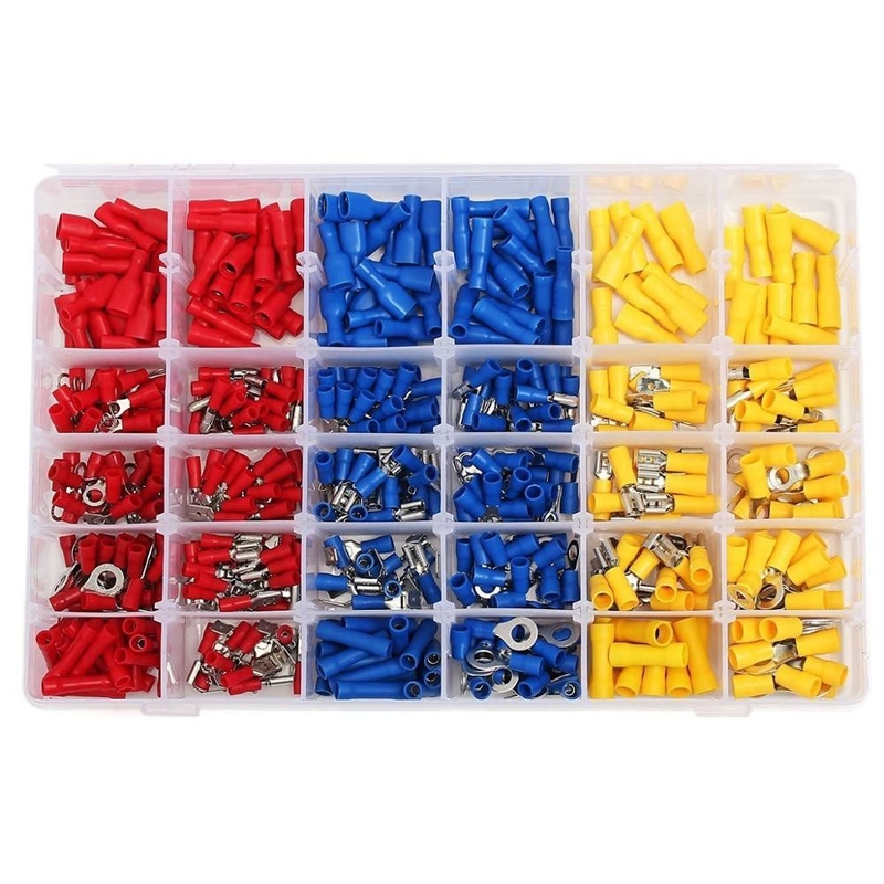 480pcs Insulated Terminals Electrical Crimp Connector Butt Spade Ring Fork Terminal Set Kit With Case for Year Universal
