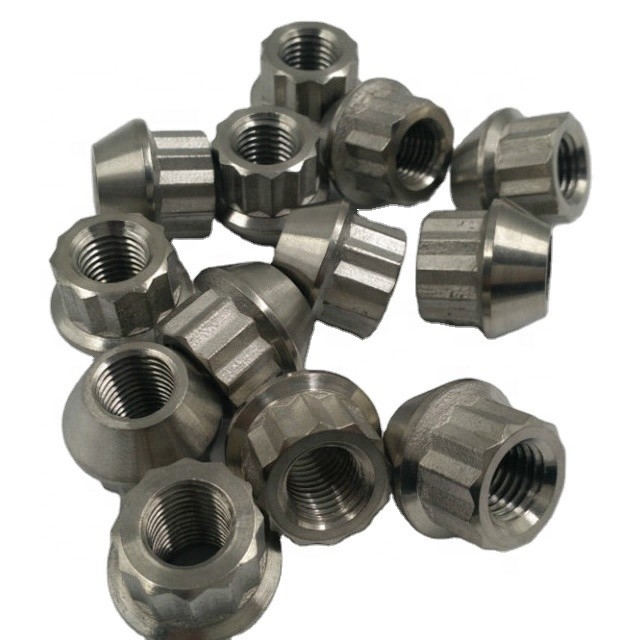 DIN Standard Plain Finish Titanium Flange Nuts for 1/2-20 Threaded Wheel Fastening Component