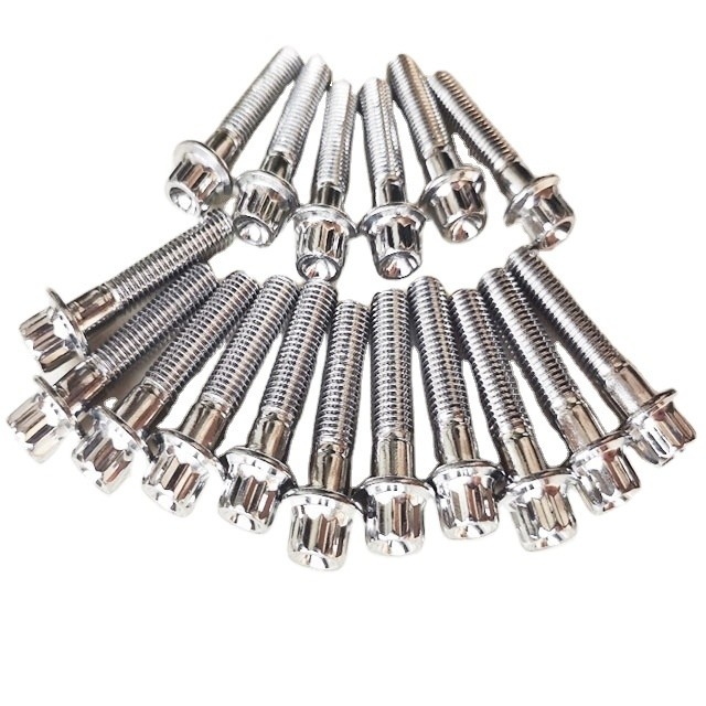 Power Generation Industry Titanium Bolt M8 x 1.25 x 32mm 12 Point Flange with DIN Standard and Silver Finish