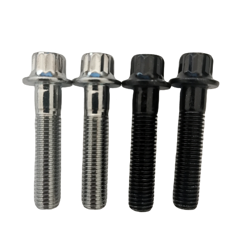 Slivery Finish DIN Standard M7 x 32 12 PT Bolt and M7 Nylon Lock Nut for BBS Wheels in Steel Finish ZINC